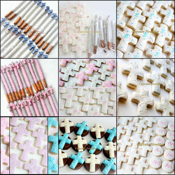 First Holy Communion Baptism Christening Cross Cookies Gifts Custom Decorated Sugar Cookies Edible Christian Baptism Favors Dessert