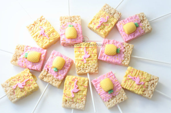 Pineapple Cookies Flamingo Cookies Pineapple Rice Krispies Tropical Party Luau Cookies Luau Birthday Lets Flamingle Summer Party Luau Party