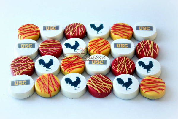 USC Graduation Cookies Graduation Favors Usc Cookies Red Gold Cookies Cardinal Gold Chocolate Oreos USC Party USC Grad College Cookies Logo