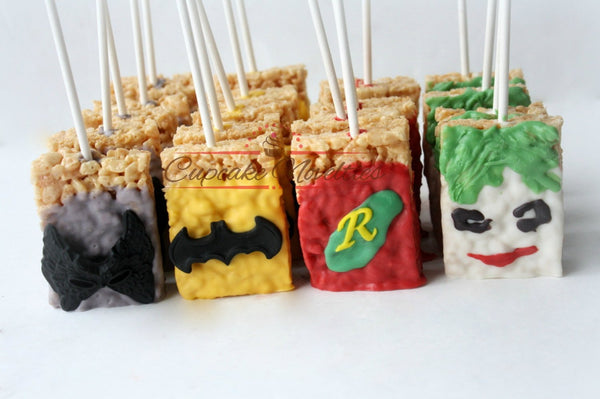 Batman Birthday Super Hero Birthday Superhero Birthday Batman Party Favors Batman Rice Krispie Treats Batman Robin Joker Catwoman DC Comics