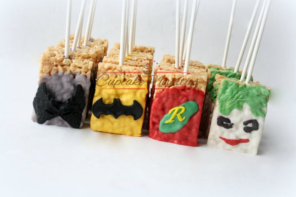 Batman Birthday Super Hero Birthday Superhero Birthday Batman Party Favors Batman Rice Krispie Treats Batman Robin Joker Catwoman DC Comics