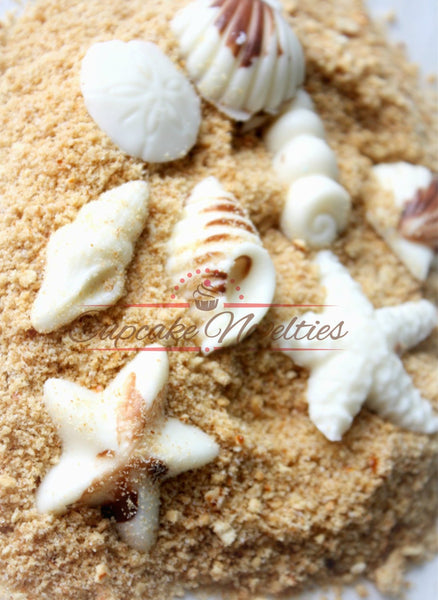 Edible Sand Under the Sea Birthday Baby Shower Bridal Shower Seashells Cupcake Toppers Ocean Beach Wedding Mermaid Birthday Beach Favor Idea