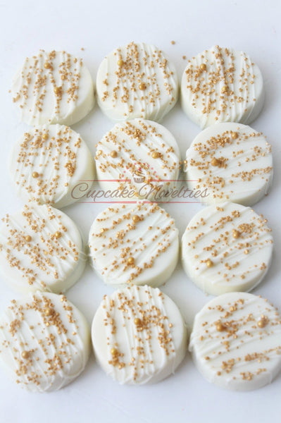 White Gold Birthday Pink Gold Birthday White Gold Wedding Favor Gold Chocolate Oreos Pink Gold Baby Shower Gold Bridal Shower Dessert Table