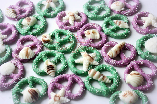 Mermaid Birthday Purple Green Mermaid Dress Cookies Seashells Under the Sea Baby Shower Bridal Shower Idea Ocean Cookie Beach Wedding Favors