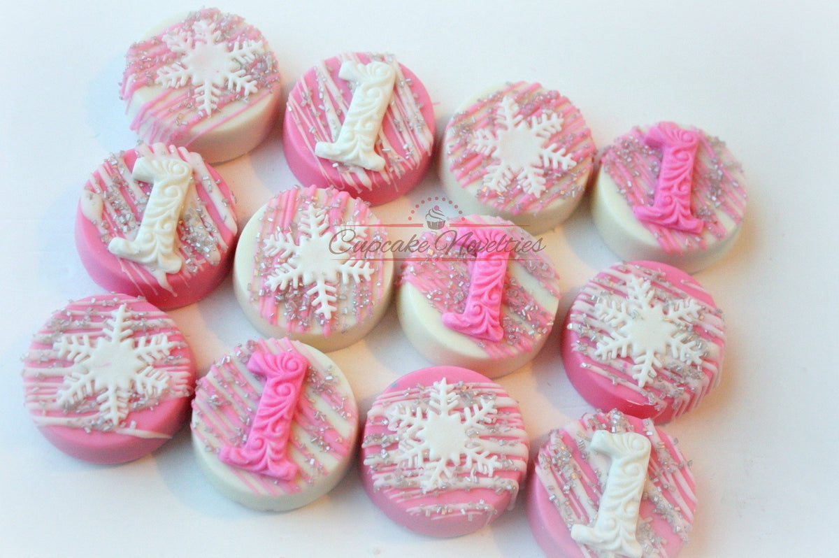 Pink and Gold 1st Birthday Girl Decorations Snowflake Winter