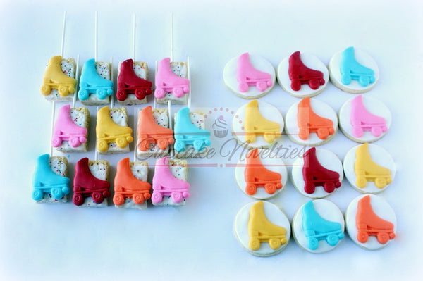 Ice Skating Birthday Roller Skating Birthday Roller Skating Party Favors Ice Skating Cookies Rice Krispie Treats Roller Skate Cookies Favors