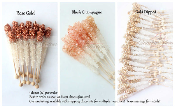 White Gold Birthday Pink Gold Birthday White Gold Wedding Favor Gold Rock Candy Pink Gold Baby Shower Gold Bridal Shower Unicorn Party Favor