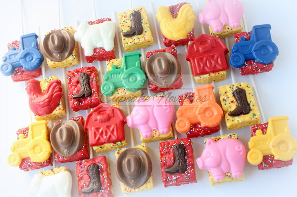 Farm Party Farm Cookies Farm Birthday Farm Baby Shower Farm Animal Rice Krispie Treats Barnyard Birthday Barn Tractor Party Tractor Birthday