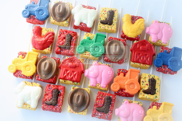 Farm Party Farm Cookies Farm Birthday Farm Baby Shower Farm Animal Rice Krispie Treats Barnyard Birthday Barn Tractor Party Tractor Birthday