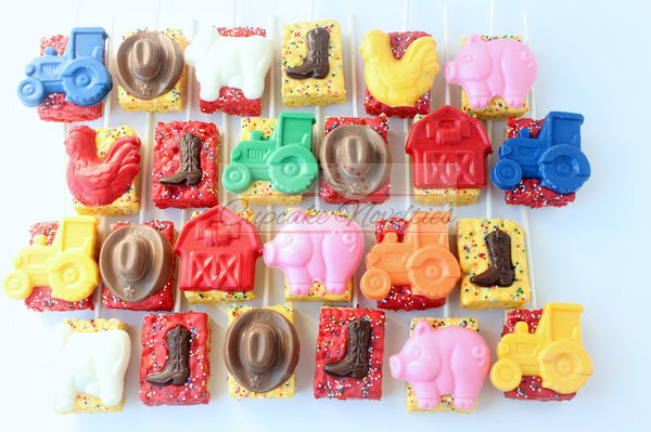 Farm Party Farm Cookies Farm Birthday Farm Baby Shower Farm Animal Rice Krispie Treats Barnyard Birthday Barn Tractor Party Tractor Birthday