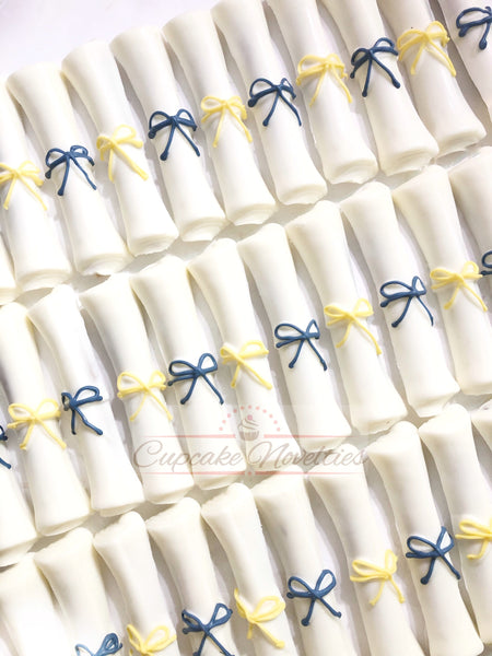 Graduation Cookies Graduation Party Favors Diploma Pretzels Diploma Cookies Chocolate Cookies Grad Gifts Edible Diplomas Grad Favors Ideas