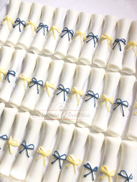 Graduation Cookies Graduation Party Favors Diploma Pretzels Diploma Cookies Chocolate Cookies Grad Gifts Edible Diplomas Grad Favors Ideas