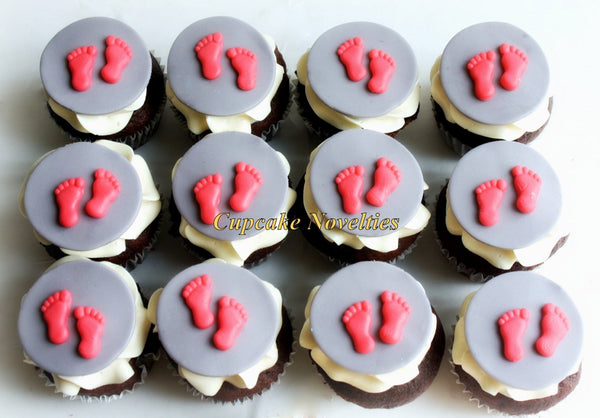 Baby Shower Cupcakes Baby Footprints Baby Feet Fondant Toppers DIY Cute Edible Boy Girl Baby Neutral Baby Steps Baby Sprinkle 1st Birthday