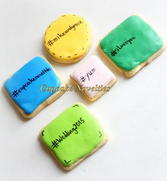 Hashtag Cookies Decorated Sugar Cookies Wedding Welcome Bags Treats Wedding Favors Corporate Logo Theme Corporate Gift Instagram Tag Cookies