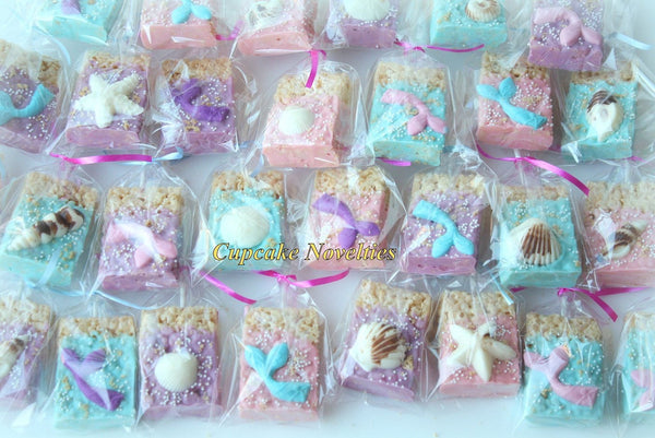 Mermaid Birthday Under the Sea Birthday Baby Shower Bridal Shower Seashell 12 Chocolate Dipped Rice Krispie Treats Ocean Beach Wedding Favor