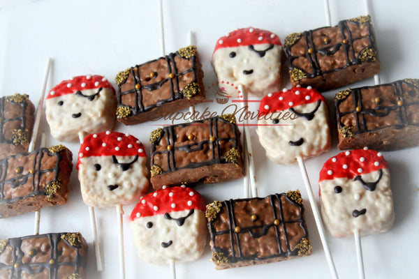 Pirate Birthday Pirate Cookies Jake and the Neverland Pirates Birthday Favors Chocolate Rice Krispie Treats Ahoy Sailor Nautical Baby Shower