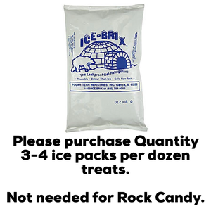 Reusable Ice Pack - Add on for Chocolate-based items (NOT needed for Rock Candy) - Required for hot weather shipping - Please add 3-4 ice packs per dozen items