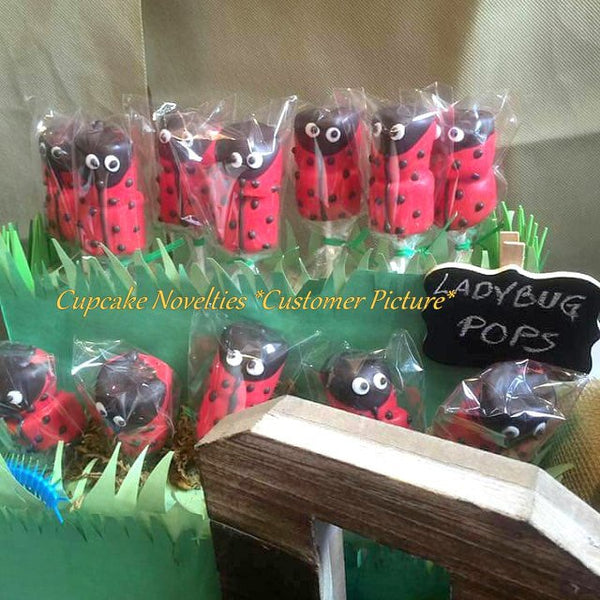 Ladybug Birthday Party Favors Dessert Chocolate dipped Marshmallows Pops Valentine&#39;s Day Edible Favor Cookies Ladybug Baby Shower Cute Ideas