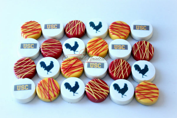 USC Graduation Cookies Graduation Favors Usc Cookies Red Gold Cookies Cardinal Gold Chocolate Oreos USC Party USC Grad College Cookies Logo