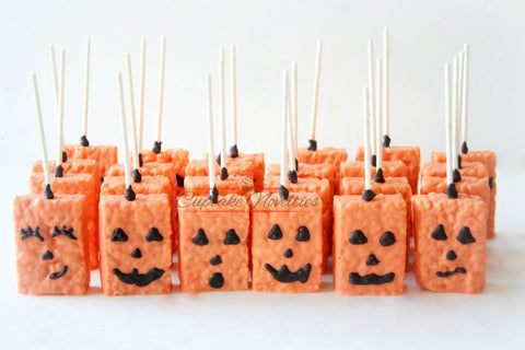 Halloween Cookies Pumpkin Cookies Jack O Lantern Halloween Favors Halloween Rice Krispies Trick or Treat Jack O Lantern Spider Frankenstein