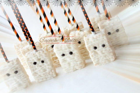 Halloween Cookies Halloween Favors Halloween Decorations Halloween Treats Mummy Rice Krispie Treats Mummy Cookies Trick or Treat Mummies Boo