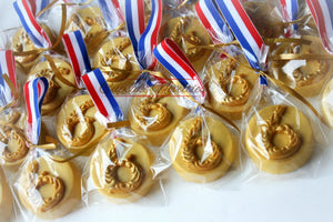 Sports Cookies Sports Birthday Sports Baby Shower Gold Medal Cookies Olympics Cookies Sports Party Favor Olympics Trophy Cookie Award Ribbon