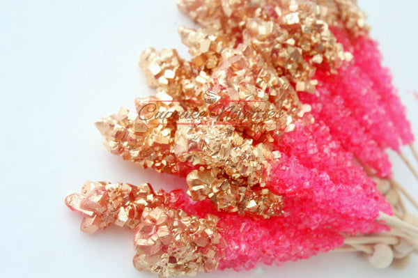Pink Gold Birthday Pink Gold Baby Shower Pink Gold Wedding Favors Pink Gold Cookies Gold Rock Candy Pink Gold Bridal Shower Dessert Table