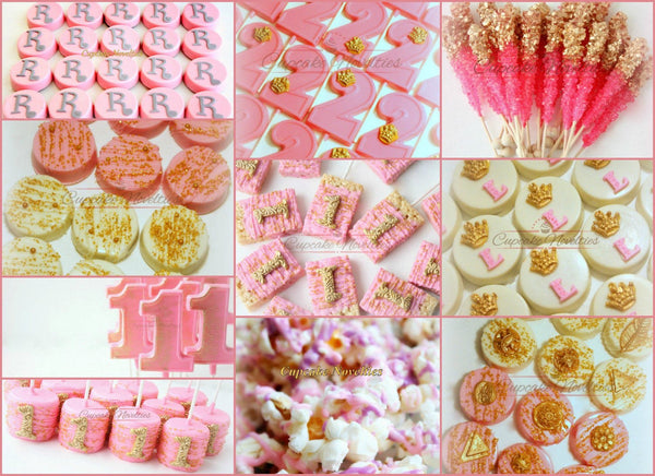Pink and Gold First Birthday Pink Gold Birthday Favors First Birthday Cookies Princess Birthday Pink Gold Cookies First Birthday Decoration