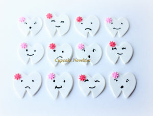 Dentist Gift Fondant Teeth Tooth Cupcake Toppers DIY Cupcakes Cake Dental Hygienist Assistant Tooth Fairy Dental Office Opening Party Favor