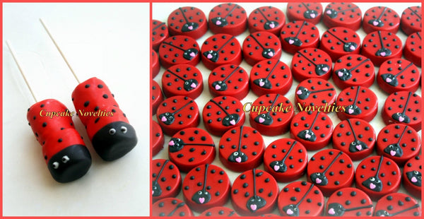 Ladybug Birthday Party Favors Ladybug Baby Shower Polka Dot Cookies Chocolate Pretzels Valentine&#39;s Day Cookies Baby Shower Cookies Red Black