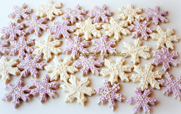 Snowflake Cookies Winter Wonderland White Christmas Cookies Gifts Custom Decorated Sugar Cookie Edible Wedding Favor Dessert Holiday Cookies