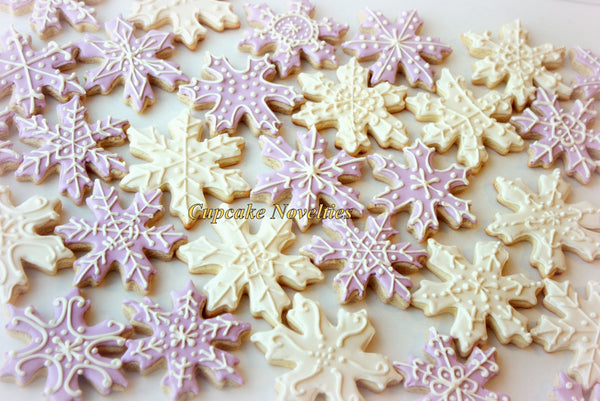 Snowflake Cookies Winter Wonderland White Christmas Cookies Gifts Custom Decorated Sugar Cookie Edible Wedding Favor Dessert Holiday Cookies