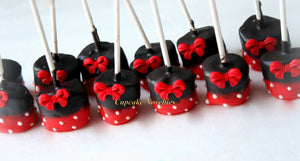 Red Black Birthday Party Favors Red Black Polka Dots Bows Cookies Chocolate dipped Marshmallows Red Black Pink Black Polka Dots Bows Cookies
