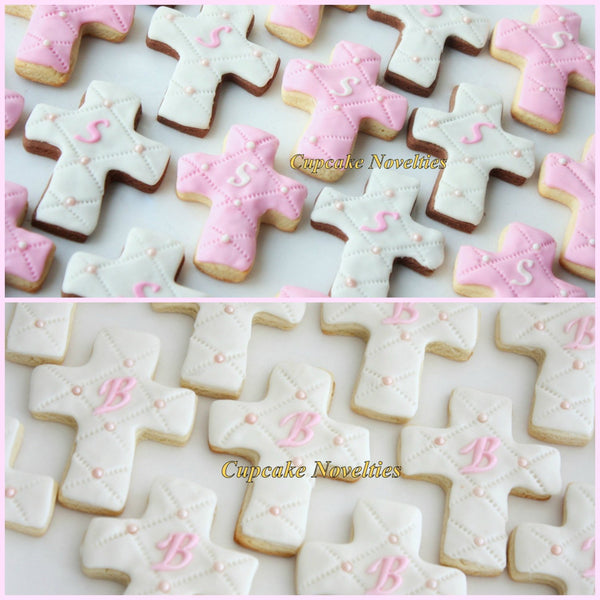 Baptism Cookies First Holy Communion Cookies Christening Cookies Cross Cookies Baptism Gifts Edible Favors Baptism Favors Monogram Cookies